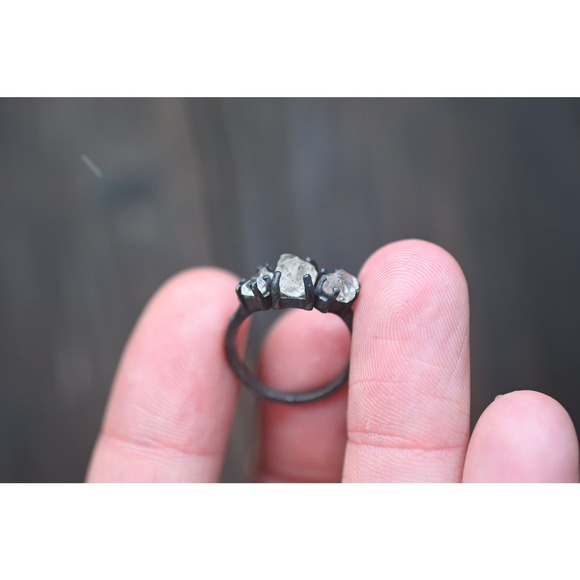 Raw Quartz Engagement Ring Rough Jewelry Natural Uncut - Picture 5 of 9